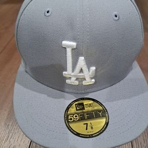 New Era 59Fifty Men Women Cap MLB Los Angeles Dodgers Basic Gray Fitted Hat
